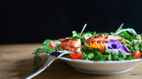A healthy plate of greens and protein.