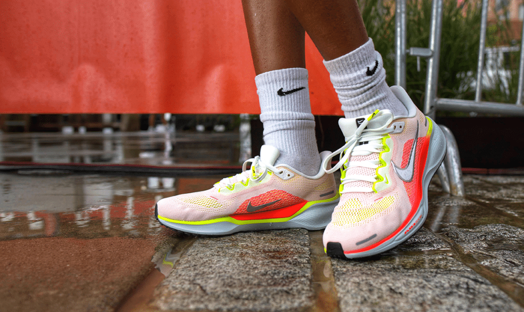 Multiple pairs of running shoes
